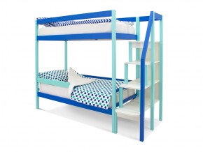 Двухъярусная кровать Svogen с бортиком мятно-синий в Юрюзани - yuryuzan.mebel74.com | фото