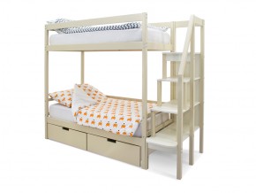 Двухъярусная кровать Svogen с ящиками бежевый в Юрюзани - yuryuzan.mebel74.com | фото 1