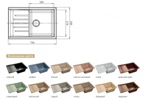 Каменная мойка GranFest Practik GF-P760L в Юрюзани - yuryuzan.mebel74.com | фото 2