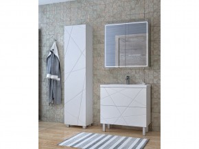 Комплект мебели в ванную Geometry 800 белый с пеналом в Юрюзани - yuryuzan.mebel74.com | фото