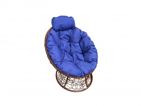 Кресло Папасан мини с ротангом синяя подушка в Юрюзани - yuryuzan.mebel74.com | фото