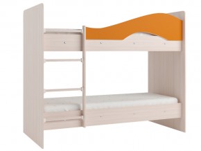 Кровать 2-х ярусная Мая на латофлексах млечный дуб, оранжевая в Юрюзани - yuryuzan.mebel74.com | фото