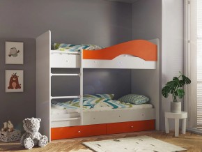 Кровать 2-х ярусная Мая с ящиками на латофлексах белый-оранж в Юрюзани - yuryuzan.mebel74.com | фото