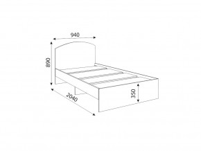 Кровать 900R Осло модуль М07 с настилами Лайт Белый в Юрюзани - yuryuzan.mebel74.com | фото 2