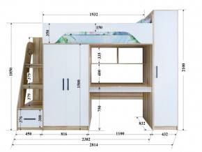 Кровать чердак Тея с пеналом ясень-белый в Юрюзани - yuryuzan.mebel74.com | фото 2