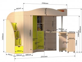 Кровать чердак Юниор 4 Бодега-дуб молочный в Юрюзани - yuryuzan.mebel74.com | фото 3