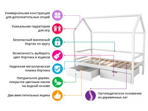 Кровать-домик Svogen с фото с ящиками и бортиком бежевый/зверята в Юрюзани - yuryuzan.mebel74.com | фото 2