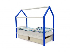 Кровать-домик Svogen с ящиками и бортиком сине-белый в Юрюзани - yuryuzan.mebel74.com | фото 3