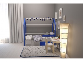 Кровать-домик Svogen с ящиками и бортиком сине-белый в Юрюзани - yuryuzan.mebel74.com | фото 6