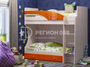Кровать двухъярусная Бемби МДФ Апельсин металлик в Юрюзани - yuryuzan.mebel74.com | фото