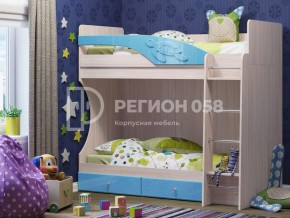 Кровать двухъярусная Бемби МДФ Голубой металлик в Юрюзани - yuryuzan.mebel74.com | фото