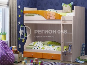 Кровать двухъярусная Бемби МДФ Оранжевый металлик в Юрюзани - yuryuzan.mebel74.com | фото 1