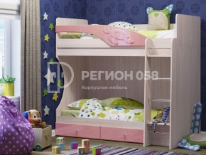 Кровать двухъярусная Бемби МДФ Розовый металлик в Юрюзани - yuryuzan.mebel74.com | фото
