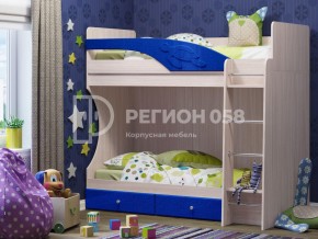 Кровать двухъярусная Бемби МДФ Темно-синий металлик в Юрюзани - yuryuzan.mebel74.com | фото