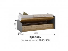 Кровать Харви вотан/графит в Юрюзани - yuryuzan.mebel74.com | фото 2