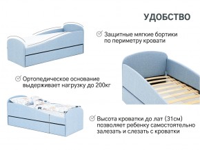 Кровать с ящиком Letmo небесный (рогожка) в Юрюзани - yuryuzan.mebel74.com | фото 14