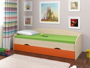 Кровать Соня 2 дуб молочный-оранжевый в Юрюзани - yuryuzan.mebel74.com | фото 1