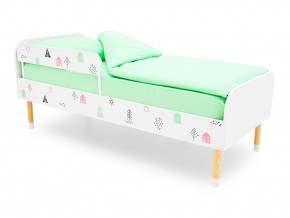 Кровать Stumpa Классика с бортиком рисунок Домики розовый, бирюзовый в Юрюзани - yuryuzan.mebel74.com | фото 1