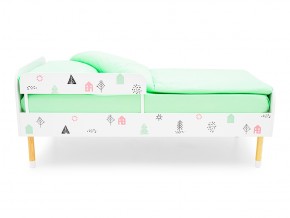 Кровать Stumpa Классика с бортиком рисунок Домики розовый, бирюзовый в Юрюзани - yuryuzan.mebel74.com | фото 3