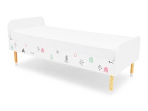 Кровать Stumpa Классика с рисунком Домики розовый, бирюзовый в Юрюзани - yuryuzan.mebel74.com | фото 1