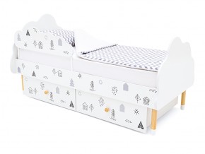 Кровать Stumpa Облако бортик и ящики рисунок Домики в Юрюзани - yuryuzan.mebel74.com | фото