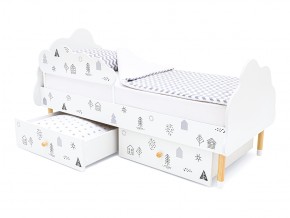 Кровать Stumpa Облако бортик и ящики рисунок Домики в Юрюзани - yuryuzan.mebel74.com | фото 3