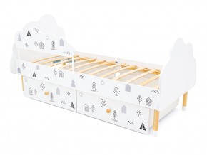 Кровать Stumpa Облако бортик и ящики рисунок Домики в Юрюзани - yuryuzan.mebel74.com | фото 5
