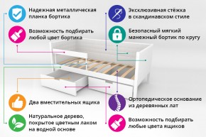 Кровать-тахта Svogen мягкая с ящиками и бортиком с фото белый/динозаврики в Юрюзани - yuryuzan.mebel74.com | фото 2