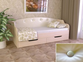 Кровать Юниор Тип 2 дуб молочный-белый перламутр 800х1600 в Юрюзани - yuryuzan.mebel74.com | фото
