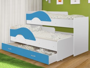 Кровать выкатная Радуга с ящиком 80х160 белая-голубой в Юрюзани - yuryuzan.mebel74.com | фото