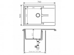 Мойка гранитная Gals-760 Белый 26 в Юрюзани - yuryuzan.mebel74.com | фото 2