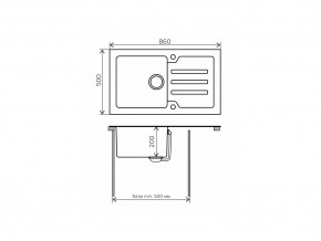 Мойка с керамическим стеклом Tolero TG-860 черное стекло в Юрюзани - yuryuzan.mebel74.com | фото 3