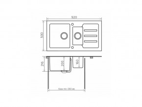 Мойка с керамическим стеклом Tolero TG-920k черное стекло в Юрюзани - yuryuzan.mebel74.com | фото 2