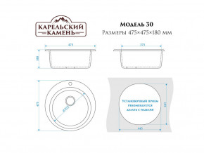 Мойка врезная Карельский камень модель 30 Черный в Юрюзани - yuryuzan.mebel74.com | фото 2