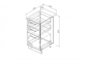 Н3Я 40 Модуль нижний Без Столешницы 3 ящика МН3Я 40 в Юрюзани - yuryuzan.mebel74.com | фото