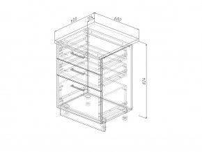 Н3Я 60 Модуль нижний Без Столешницы 3 ящика МН3Я 60 в Юрюзани - yuryuzan.mebel74.com | фото