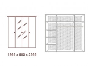 Шкаф 4-х дверный с зеркалами Анита в Юрюзани - yuryuzan.mebel74.com | фото 2