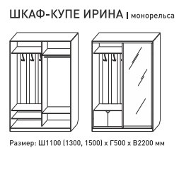 Шкаф-купе Ирина 1100 бодега темная в Юрюзани - yuryuzan.mebel74.com | фото 2