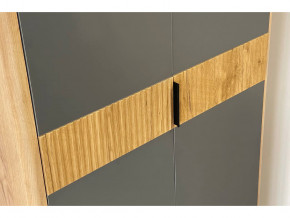 Шкаф трехдверный с зеркалом Адам дуб крафт золотой/графит в Юрюзани - yuryuzan.mebel74.com | фото 2